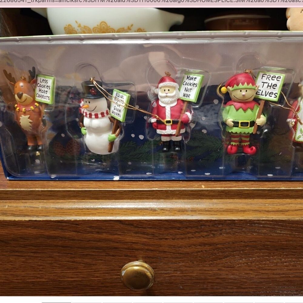 NEW ENESCO Pine Tree Picket Line CHRISTMAS TREE Ornaments Rebel Revellers Rare